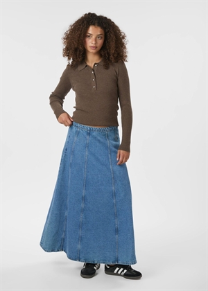 Panama knit bluse Brown Melange Neo Noir 